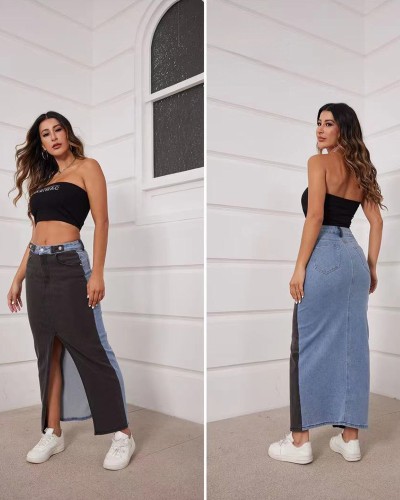 Black Blue Maxi Φούστα