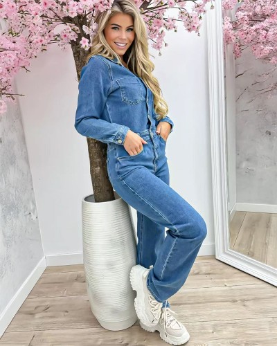 Blue Longsleeve Jean Ολόσωμη