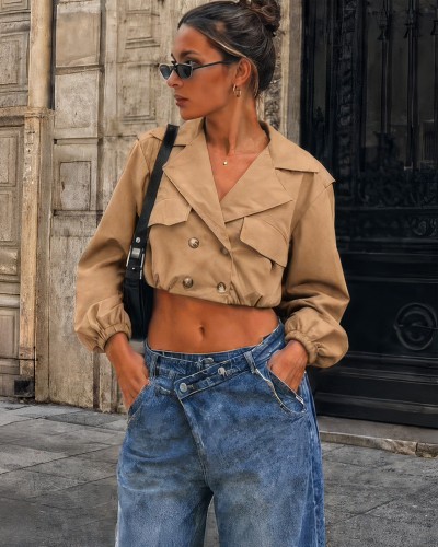 Crop Καμπαρντίνα Τζακετ