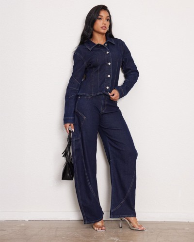 Dark Blue Ballon Baggy Τζιν