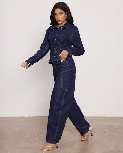 Dark Blue Ballon Baggy Τζιν