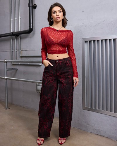 Dark Red Slim Τζιν