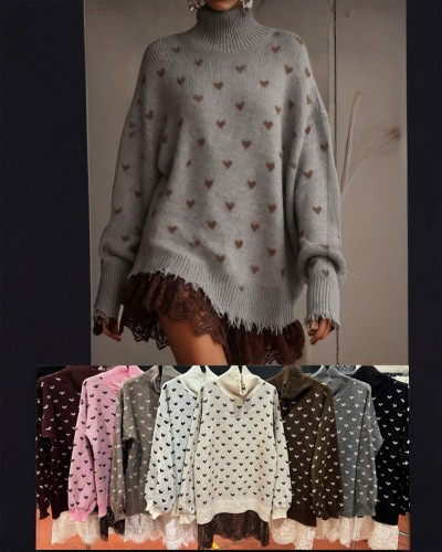 Heart Sweater Lace End Φόρεμα