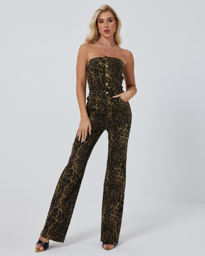 Leopard Straples Τζιν Ολόσωμη