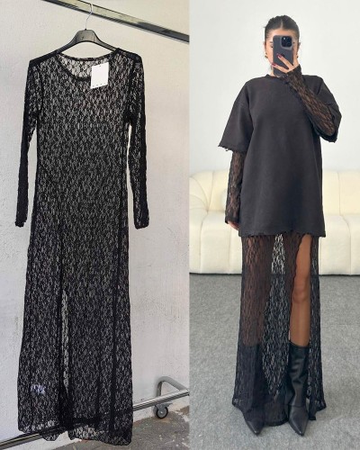 Maxi Δαντελένιο Φόρεμα
