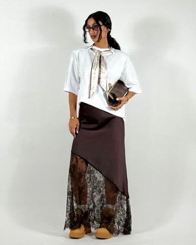 Mix Saten Lace Φούστα