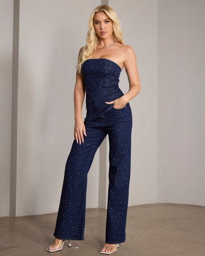 Dark Blue Glam Jean Σετ