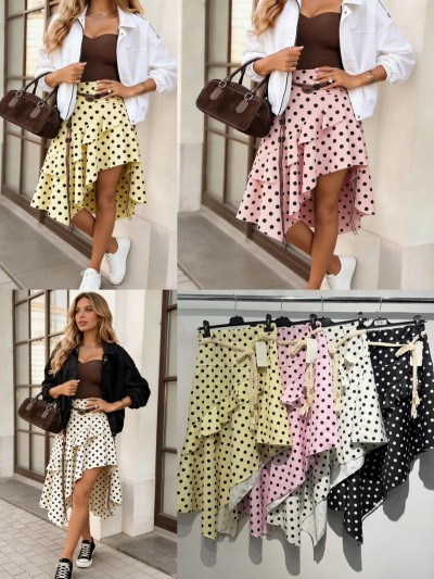 Polka Midi Ασύμετρη Φούστα