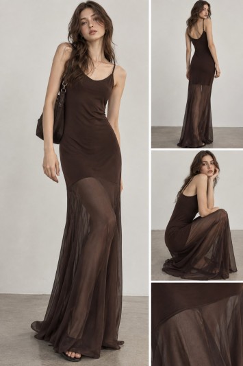 Brown Muslin End Φόρεμα