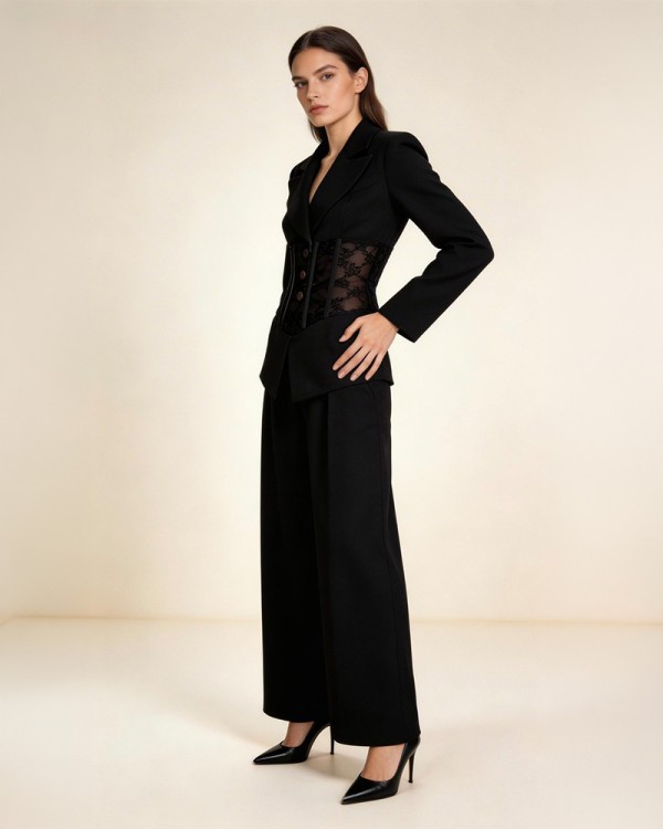 Black Lace Detail Κουστούμι