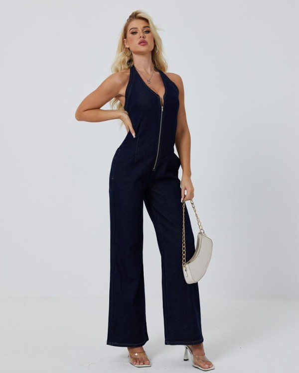 Dark Blue Αμάνικη Τζιν Ολόσωμη
