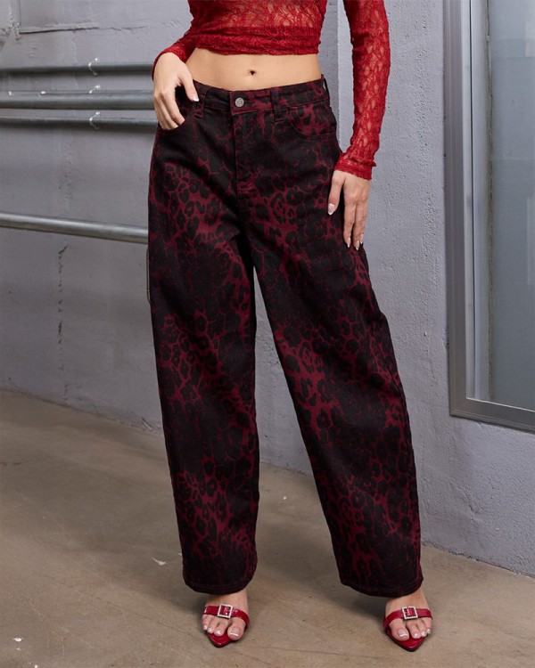 Dark Red Slim Τζιν