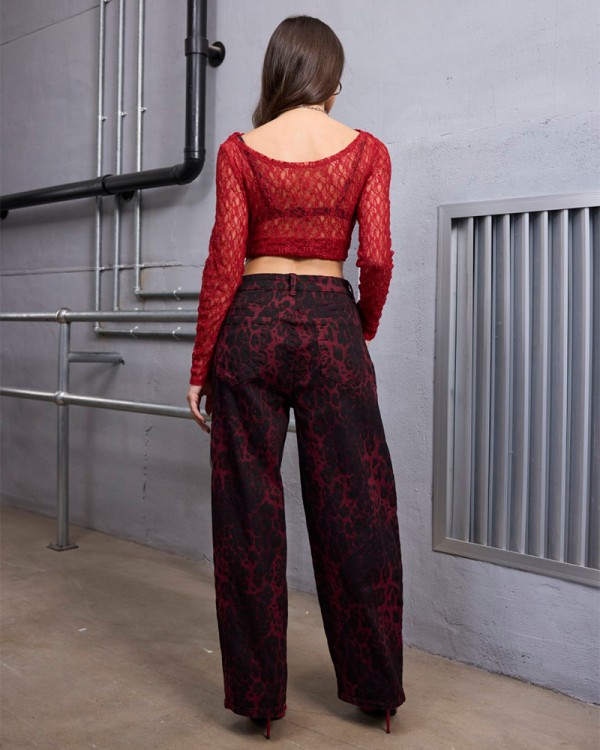 Dark Red Slim Τζιν