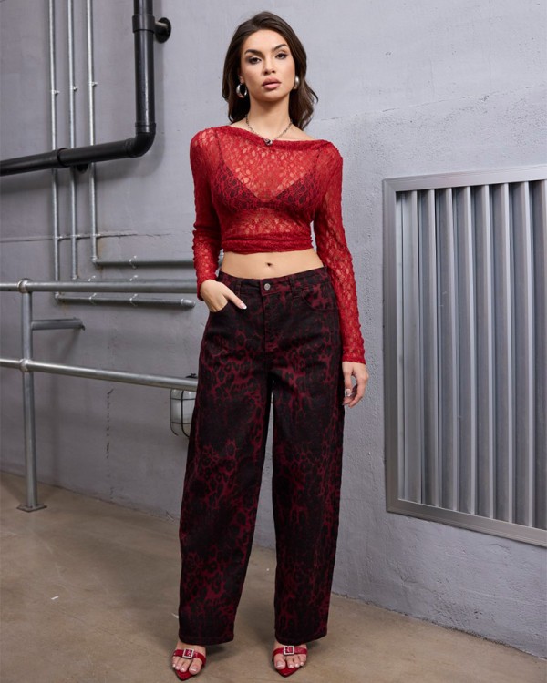 Dark Red Slim Τζιν