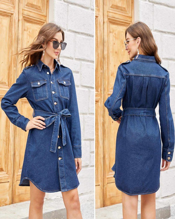 Denim Mini Cozi Φόρεμα