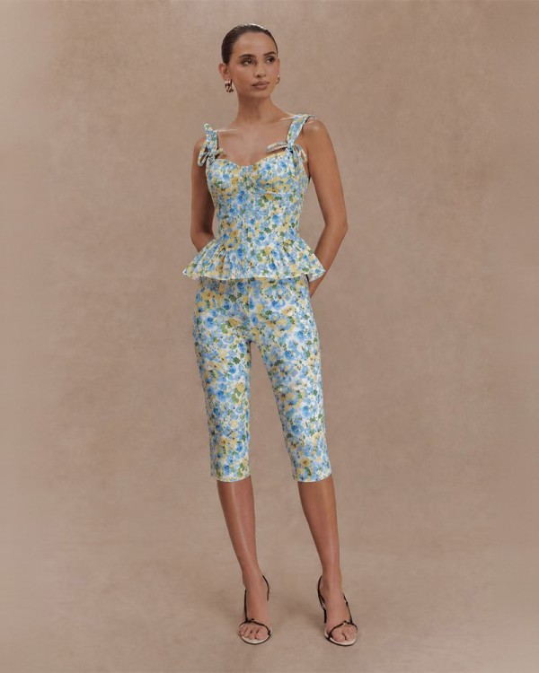 Floral Midi Kolan Crop Σετ