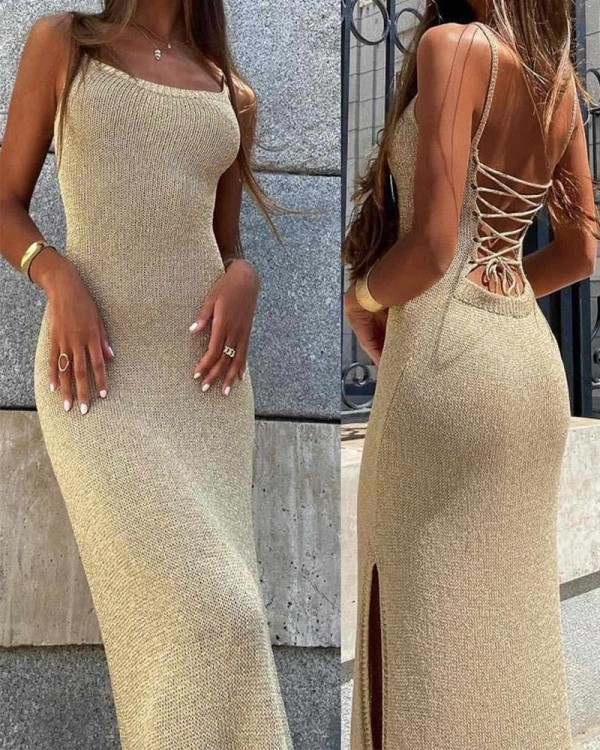 Goldy Knit Φόρεμα Με Κορδόνια Στην Πλάτη