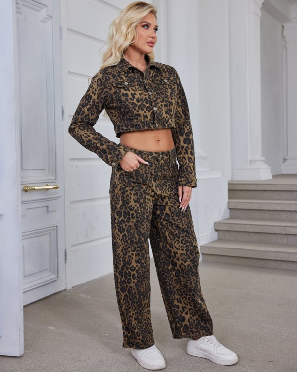 Leo Crop Σετ Τζακετ Baggy Τζιν