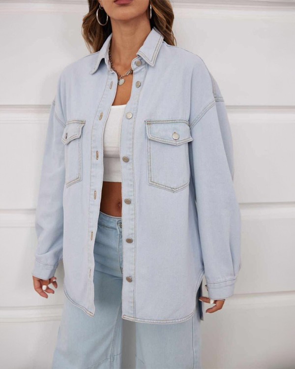 Light Blue Jean Oversize Πουκάμισο