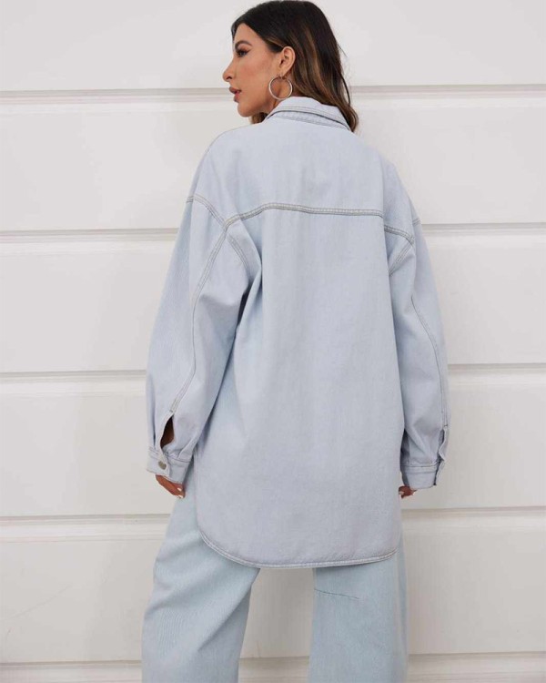 Light Blue Jean Oversize Πουκάμισο