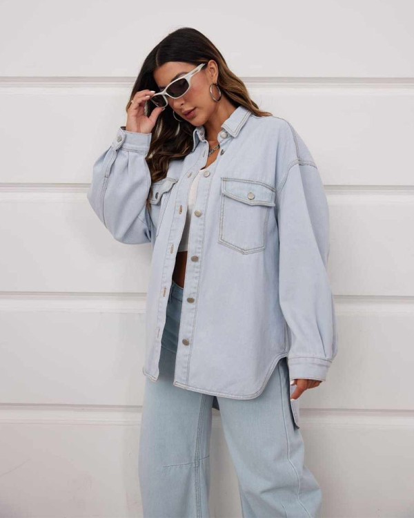Light Blue Jean Oversize Πουκάμισο
