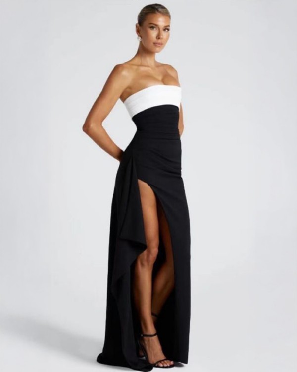 Maxi Straples Black White Φόρεμα