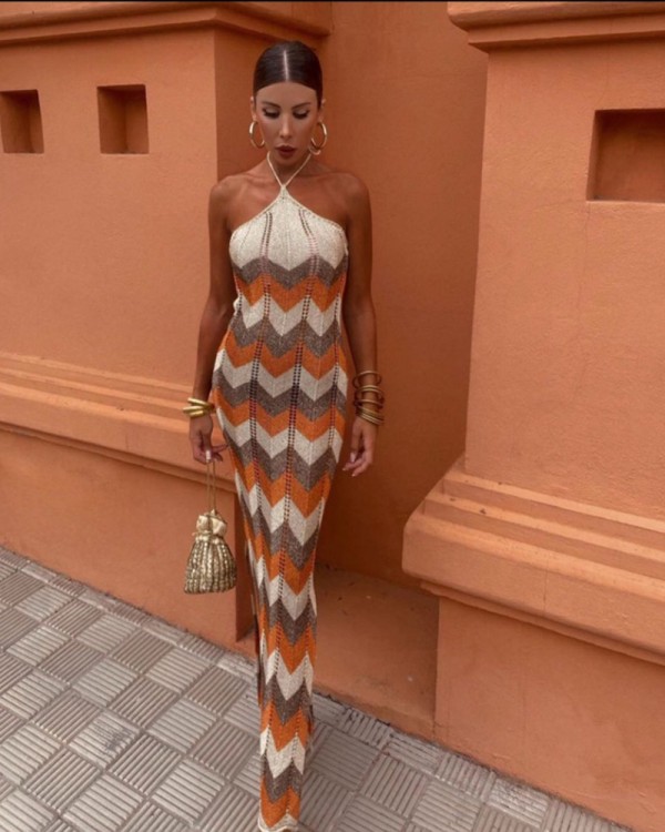 Orange Lurex Φόρεμα