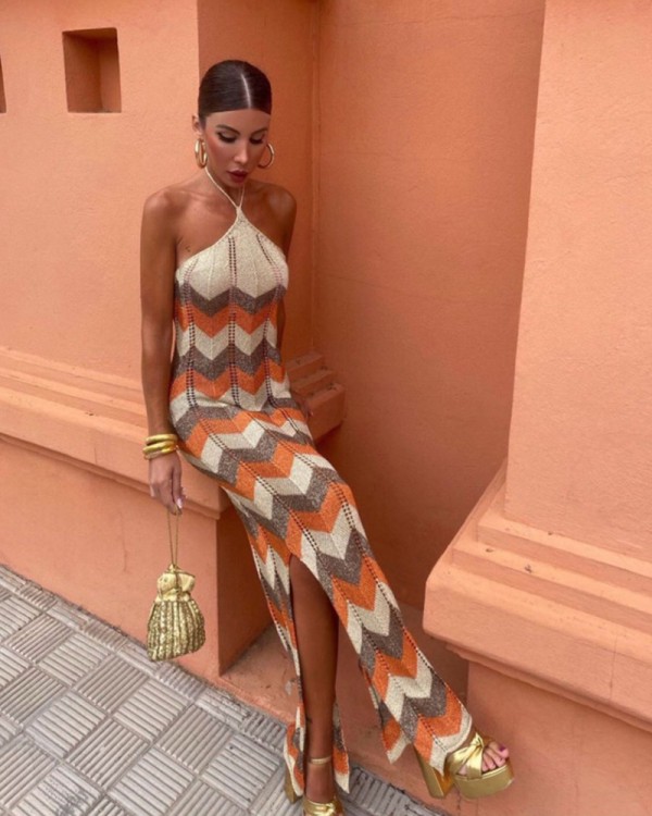 Orange Lurex Φόρεμα