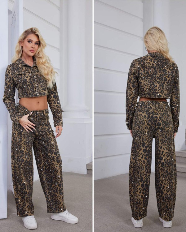 Σετ Strass Leo Crop Με Τζιν