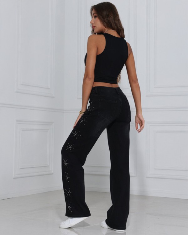 Star Strass Side Τζιν