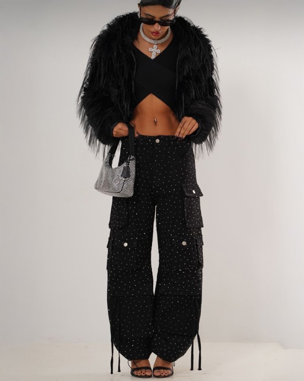 Strass Pocket Cargo Τζιν